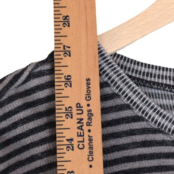 BDG by Urban Outfitters Womens L Striped Thermal Long Sleeve Shirt Gray Black - Picture 7 of 9